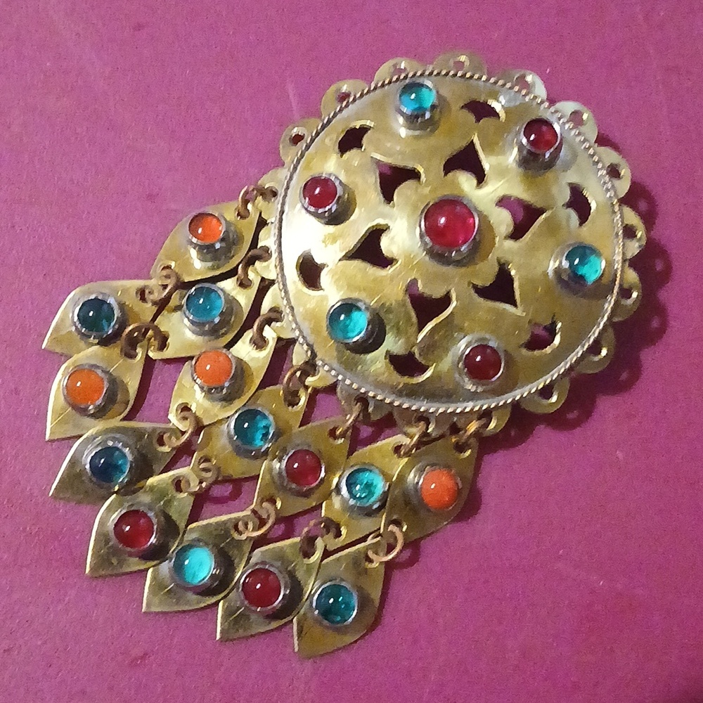 Vintage Turkish Costume Brooch Beautiful Condition 3" Plus!